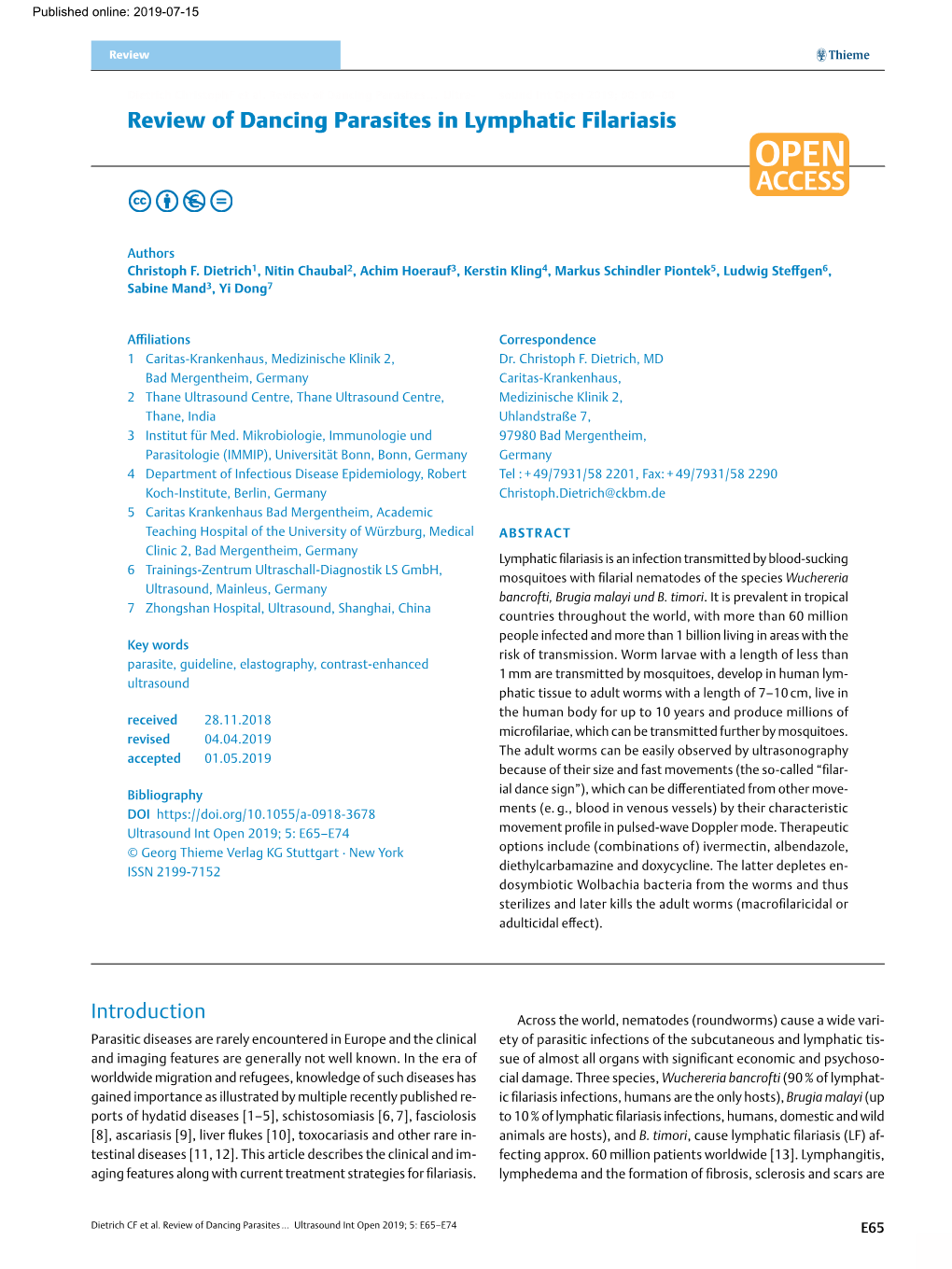 Review of Dancing Parasites in Lymphatic Filariasis