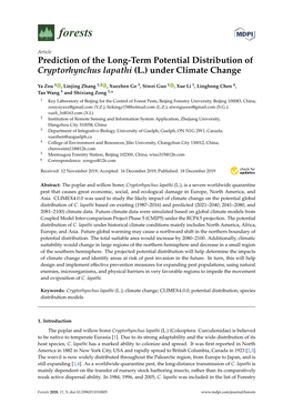 Prediction of the Long-Term Potential Distribution of Cryptorhynchus Lapathi (L.) Under Climate Change