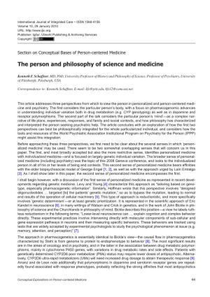 The Person and Philosophy of Science and Medicine
