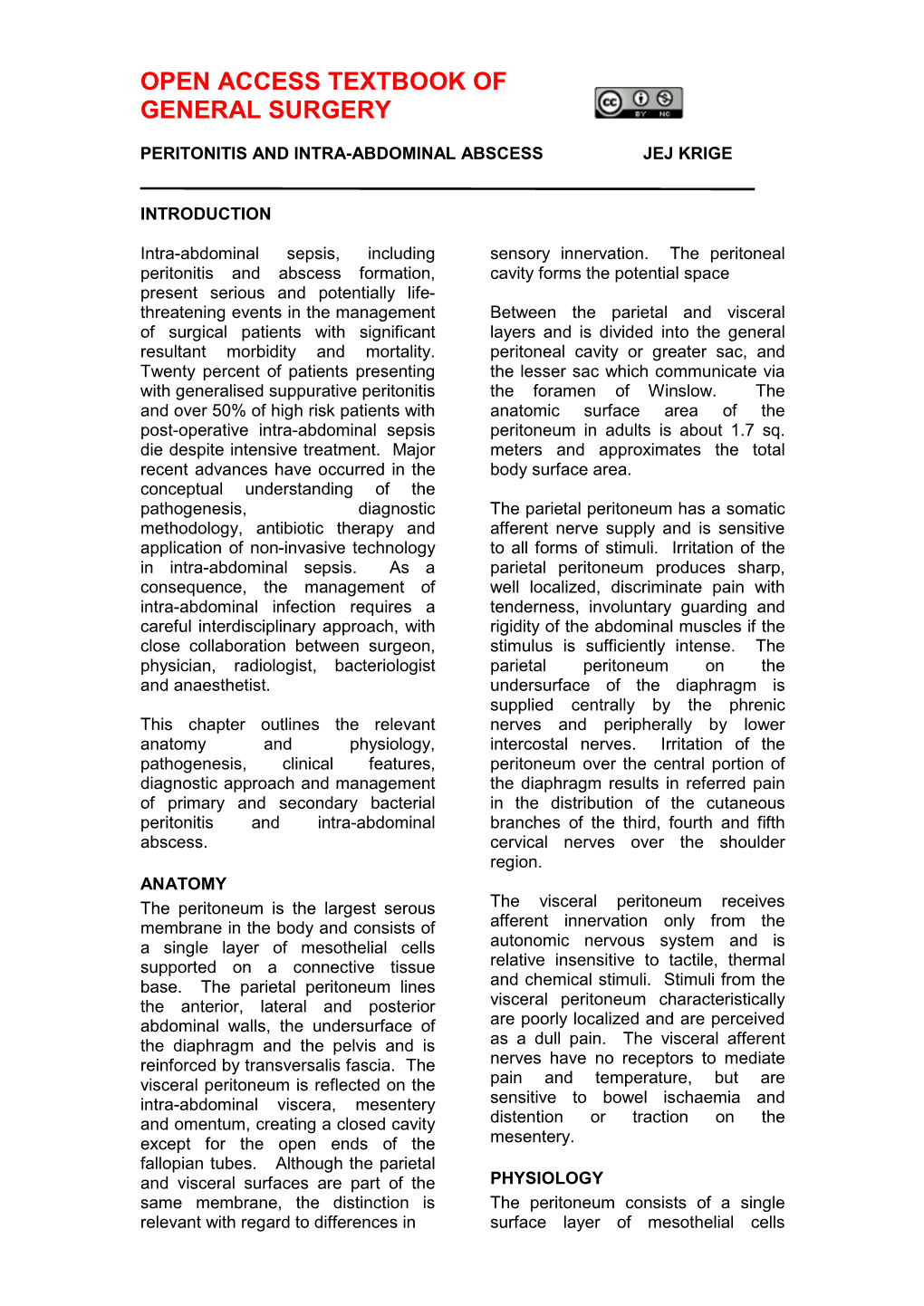 Peritonitis and Intra-Abdominal Abscess Jej Krige