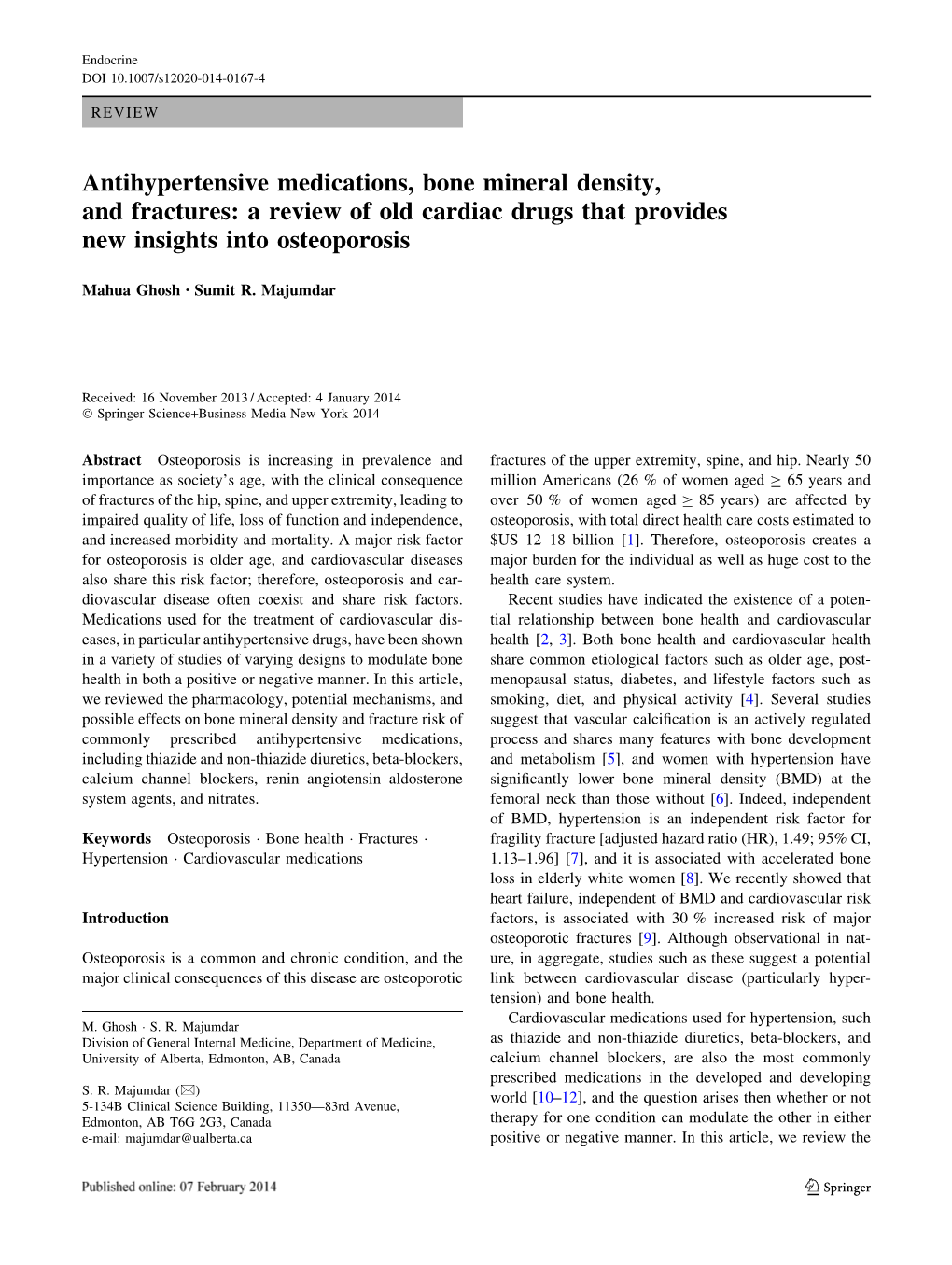 Antihypertensive Medications, Bone Mineral Density, and Fractures: a Review of Old Cardiac Drugs That Provides New Insights Into Osteoporosis