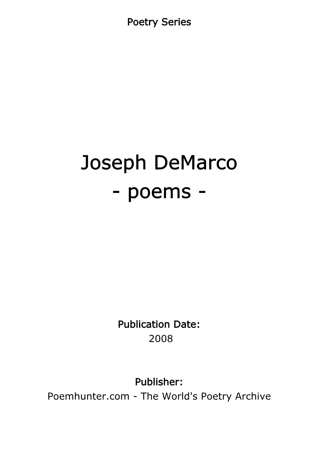 Joseph Demarco - Poems