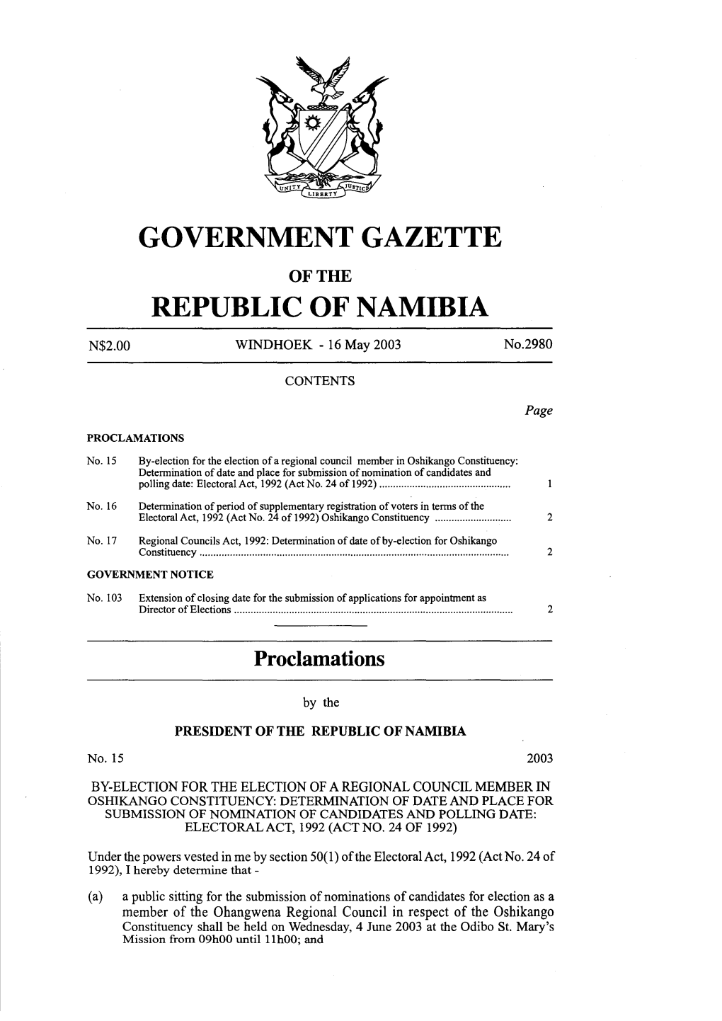 Government Gazette Republic of Namibia