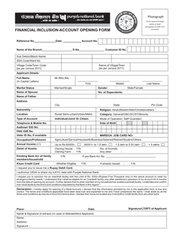 Financial Inclusion-Account Opening Form