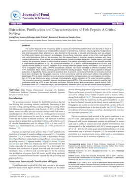 Extraction, Purification and Characterization of Fish Pepsin
