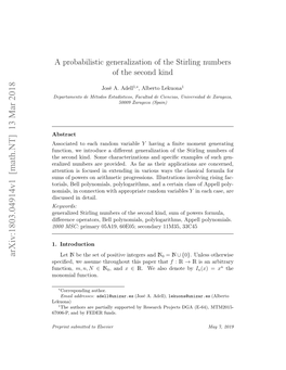 A Probabilistic Generalization of the Stirling Numbers of the Second Kind
