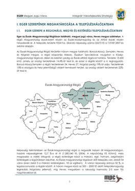 EGER Megyei Jogú Város Integrált Városfejlesztési Stratégia 1