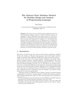 The Abstract State Machines Method for Modular Design and Analysis of Programming Languages