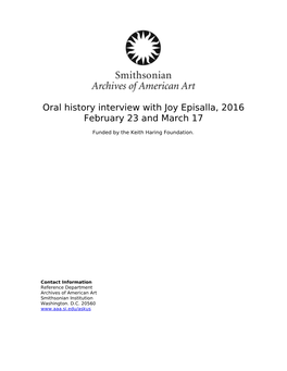 Oral History Interview with Joy Episalla, 2016 February 23 and March 17