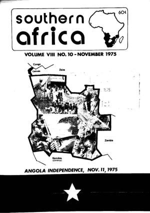 Volume Viii No. 10-November 1975 Angola Independence, Nov. 11, 1975