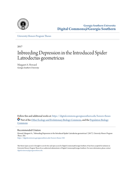 Inbreeding Depression in the Introduced Spider Latrodectus Geometricus Margaret A
