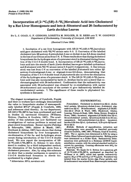 Mevalonic Acid Into Cholesterol by a Rat Liver Homogenate and Into P-Sitosterol and 28-Isofucosterol by Larix Decidua Leaves by L