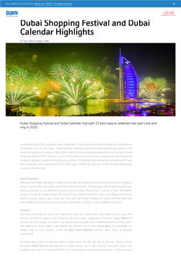 Dubai Shopping Festival and Dubai Calendar Highlights 27 Dec 2019, Dubai, UAE