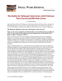 The Battle for Helmand: Interviews with Professor Theo Farrell and MG Nick Carter