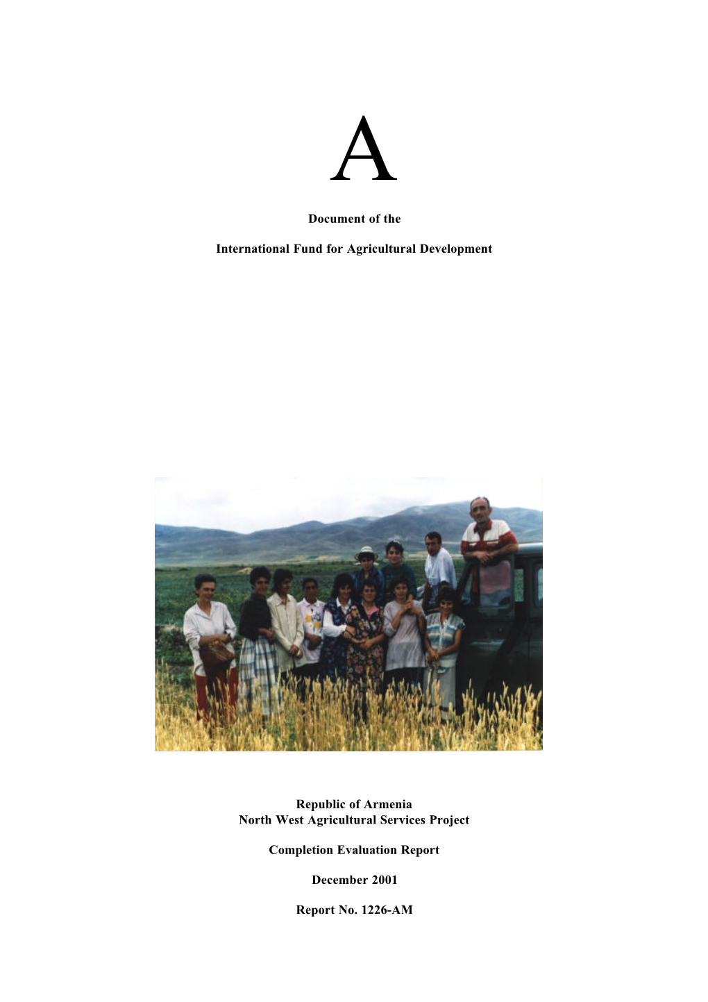 Armenia: North West Agricultural Services Project