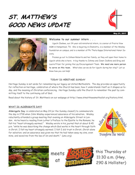 St. Matthew's Good News Update