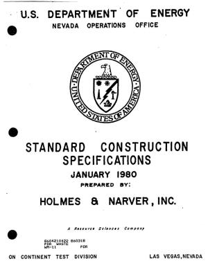 "NTS Standard Construction Specifications," January 1980 Issue
