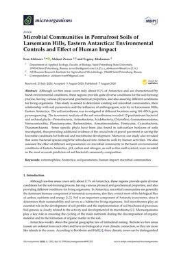 Microbial Communities in Permafrost Soils of Larsemann Hills, Eastern Antarctica: Environmental Controls and Eﬀect of Human Impact