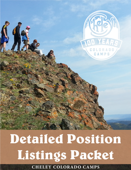 Detailed Position Listings Packet CHELEY COLORADO CAMPS ONE TW O