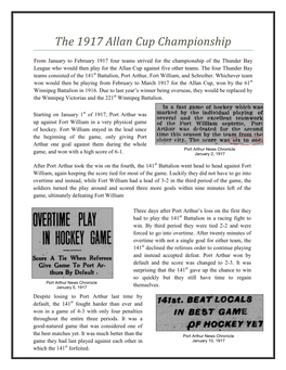 The 1917 Allan Cup Championship