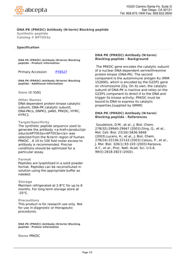 DNA PK (PRKDC) Antibody (N-Term) Blocking Peptide Synthetic Peptide Catalog # Bp7053a