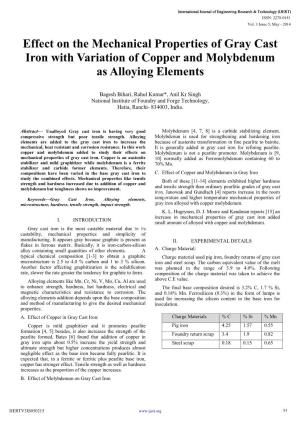 Effect on the Mechanical Properties of Gray Cast Iron with Variation of Copper and Molybdenum As Alloying Elements