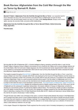 Book Review: Afghanistan from the Cold War Through the War on Terror