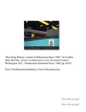 “Rewriting History: Artistic Collaboration Since 1960.” in Cynthia Jafee Mccabe