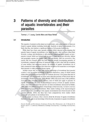 3 Patterns of Diversity and Distribution of Aquatic Invertebrates and Their Parasites