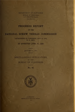 Progress Report of the National Screw Thread Commission