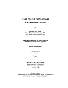 Space, Time and the Pilgrimage in Modernist Literature Examining Committee