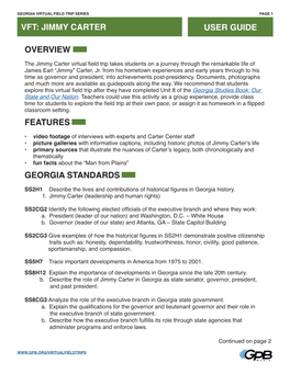 Vft: Jimmy Carter User Guide Overview Features Georgia