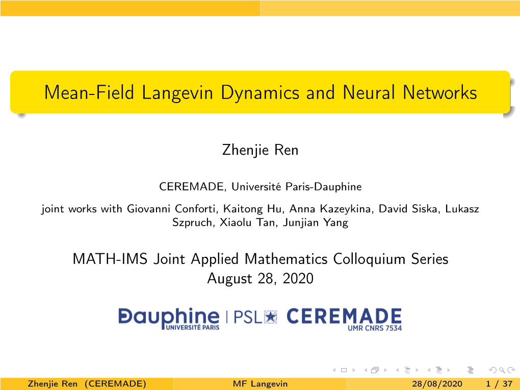 Mean-Field Langevin Dynamics and Neural Networks