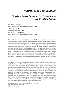 “FROM FIZZLE to SIZZLE!”: Televised Sports News and the Production of Gender-Bland Sexism