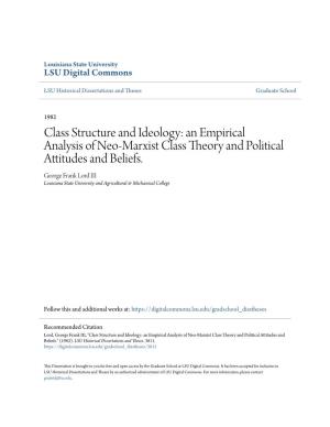 An Empirical Analysis of Neo-Marxist Class Theory and Political Attitudes and Beliefs