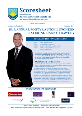 Our Annual Footy Launch Luncheon Featuring Danny Frawley