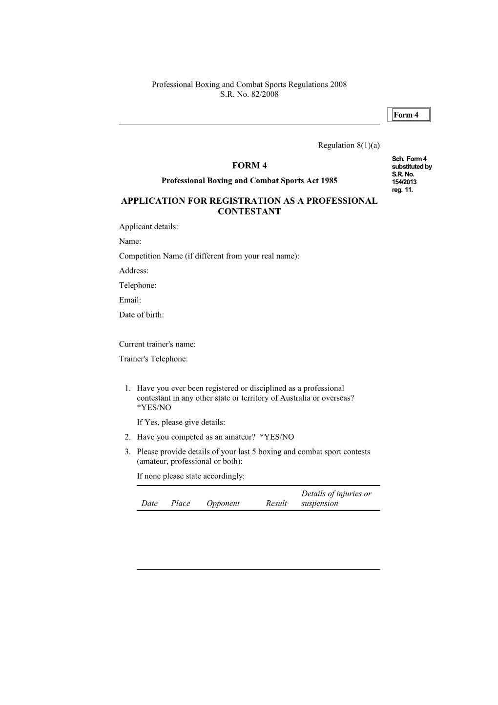 Professional Boxing and Combat Sports Regulations 2008