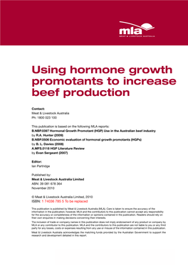 Using Hormone Growth Promotants to Increase Beef Production