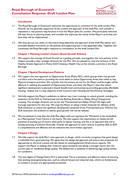 Royal Borough of Greenwich Consultation Response: Draft London Plan ______