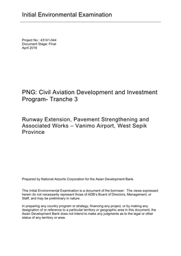 PNG: Civil Aviation Development and Investment Program- Tranche 3