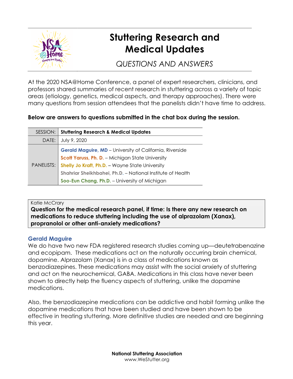 Stuttering Research and Medical Updates