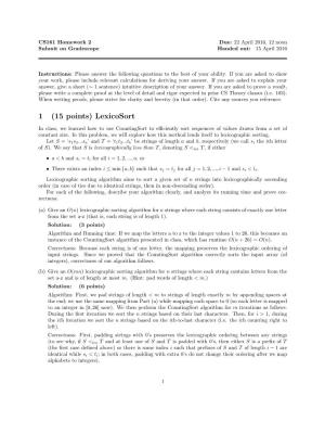 1 (15 Points) Lexicosort