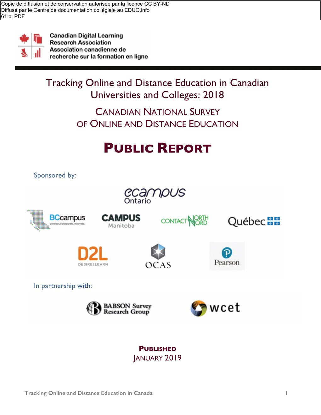 Canadian National Online and Digital Education Survey 2018