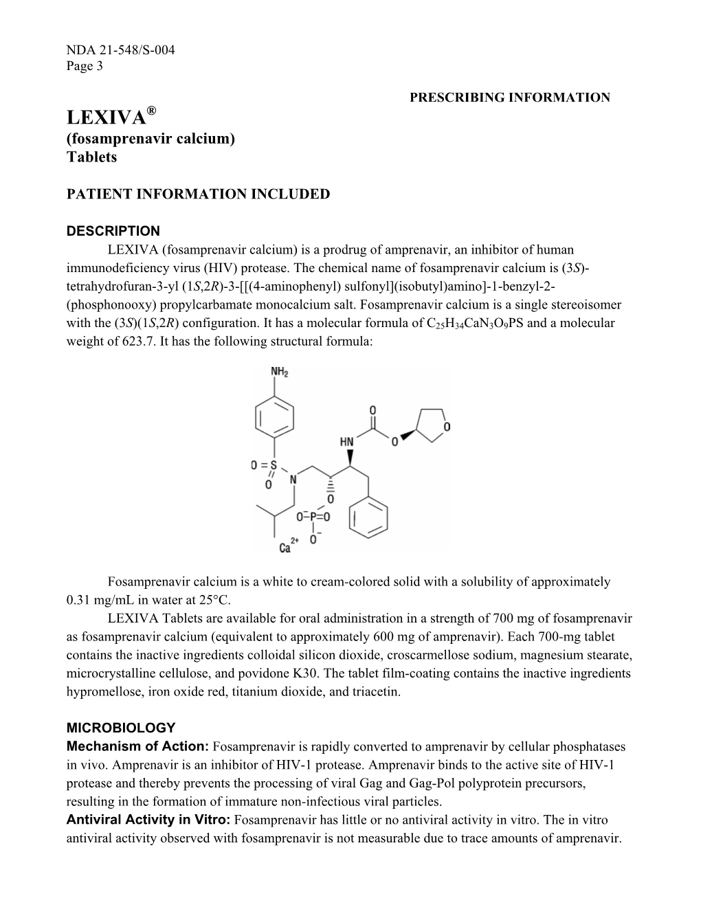 LEXIVA® (Fosamprenavir Calcium) Tablets