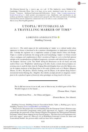 Utopia/Wutuobang As a Travelling Marker of Time*