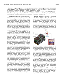 Oreocube – Organics Exposure in Orbit: In-Situ Spectroscopy of Organic Compounds on the International Space Station