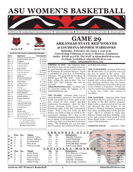 Game 29 Vs ULM:06FB Notes.Qxd