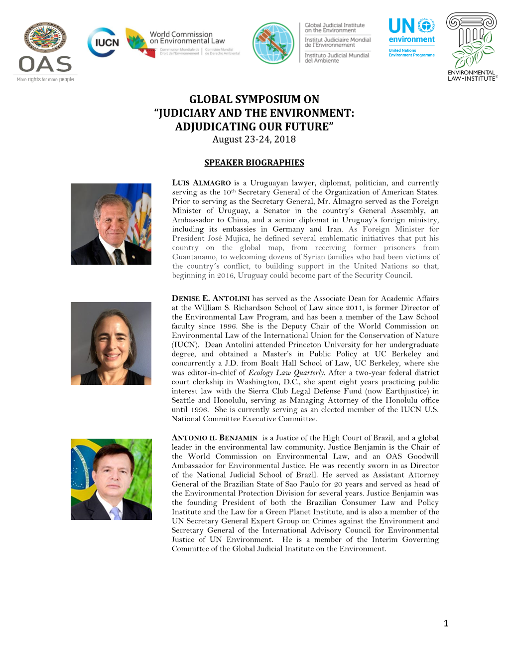 GLOBAL SYMPOSIUM on “JUDICIARY and the ENVIRONMENT: ADJUDICATING OUR FUTURE” August 23-24, 2018