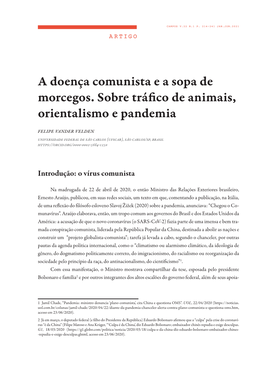 A Doença Comunista E a Sopa De Morcegos. Sobre Tráfico De Animais, Orientalismo E Pandemia