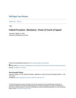 Mandamus - Power of Courts of Appeal